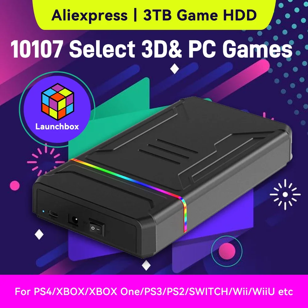 Gaming Console Emulator - 3TB Launchbox Portable Gaming HDD with