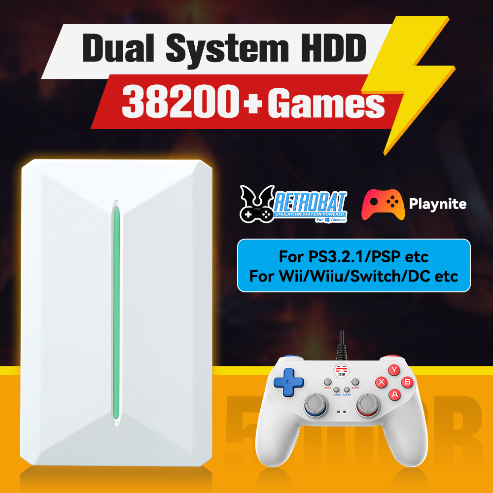 Gaming Console Emulator - Retrobat＆Playnite System HDD Retro Game Console