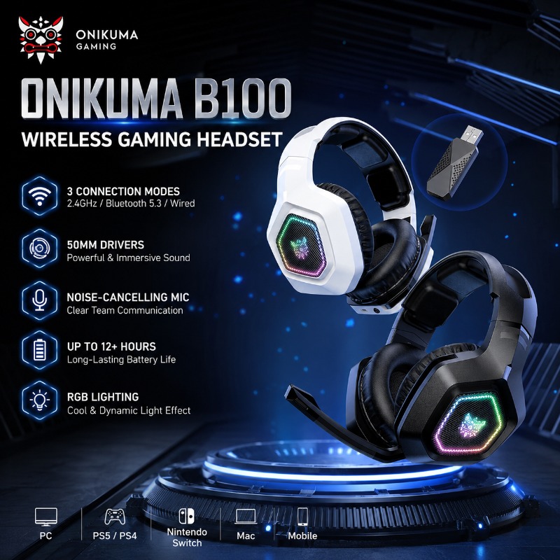 ONIKUMA B100 Wireless Gaming H - огляд і ціна Gaming Console Amazon